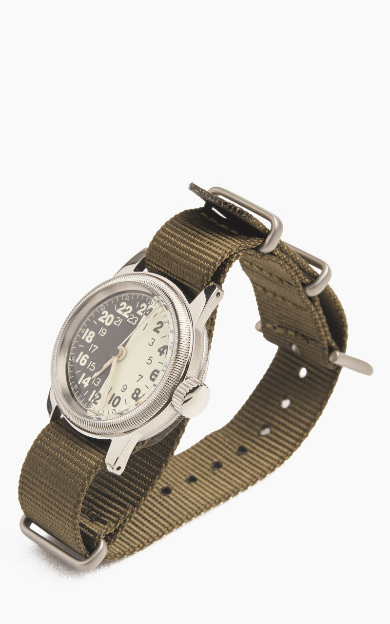 M.R.M.W. A-17 Vintage Military Watch Green Nylon Strap Night & Day