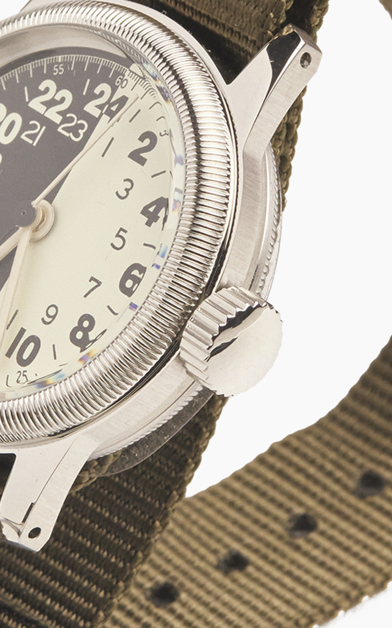 M.R.M.W. A-17 Vintage Military Watch Green Nylon Strap Night & Day