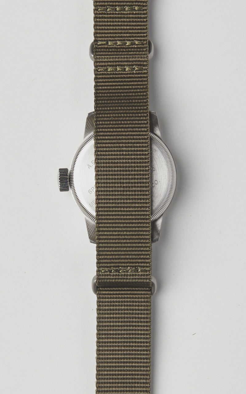 M.R.M.W. A-17 Vintage Military Watch Green Nylon Strap Night & Day