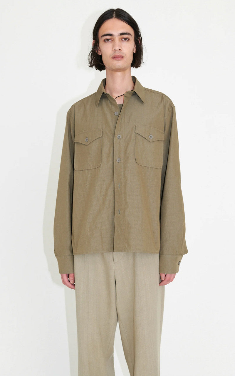 Our Legacy Military Base Shirt Army Green Cotton Ripstop