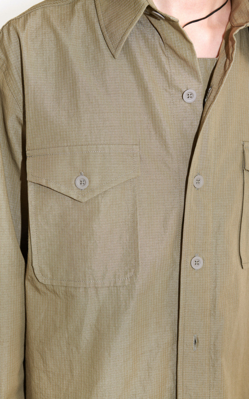 Our Legacy Military Base Shirt Army Green Cotton Ripstop