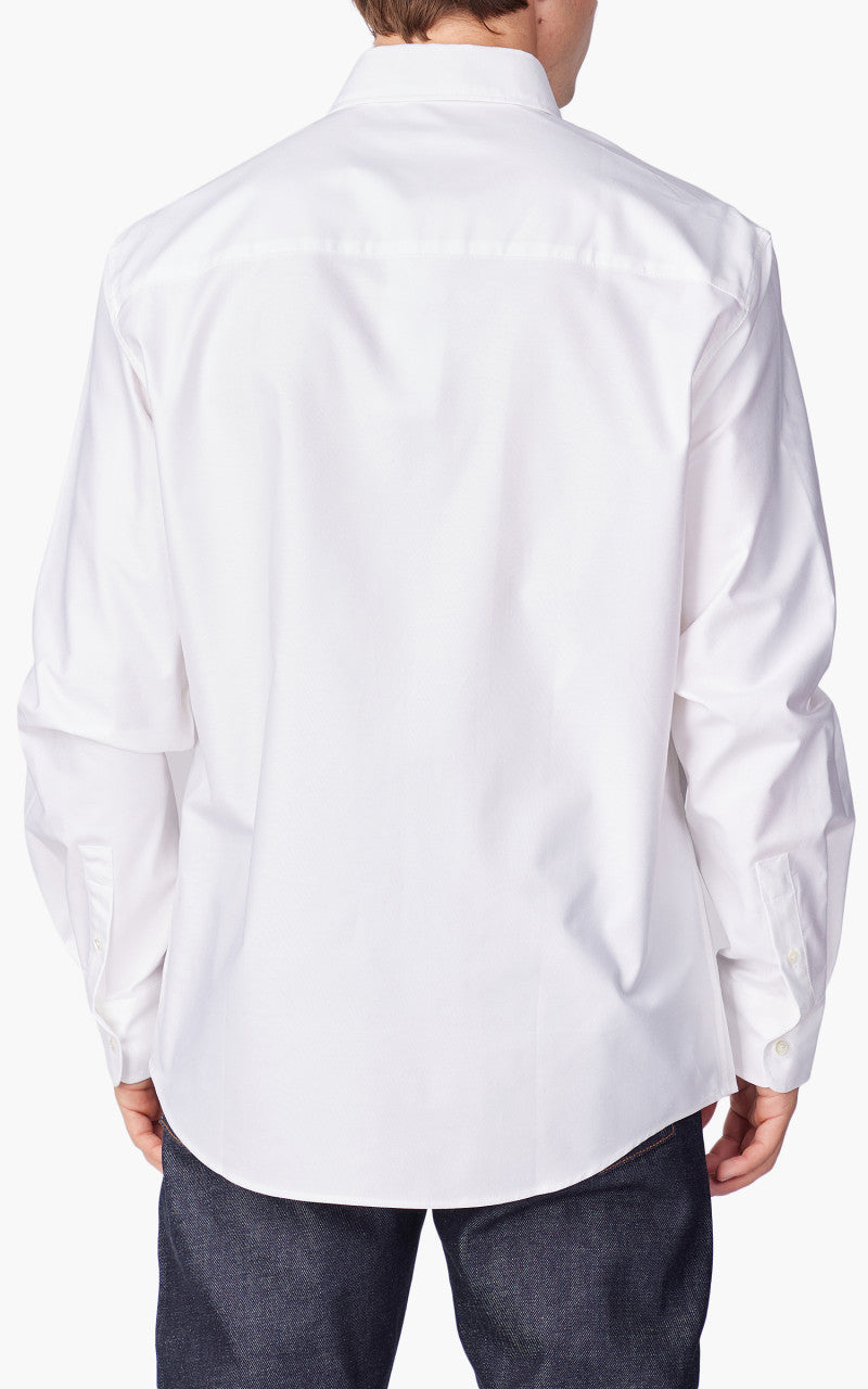 Maison Kitsuné Grey Fox Head Patch Button Down Casual Shirt White