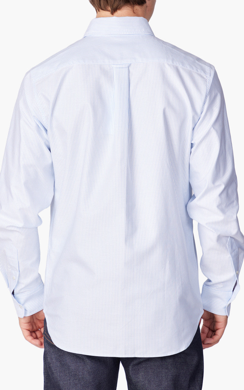 Maison Kitsuné Baby Fox Button Down Classic Shirt Light Blue Stripes