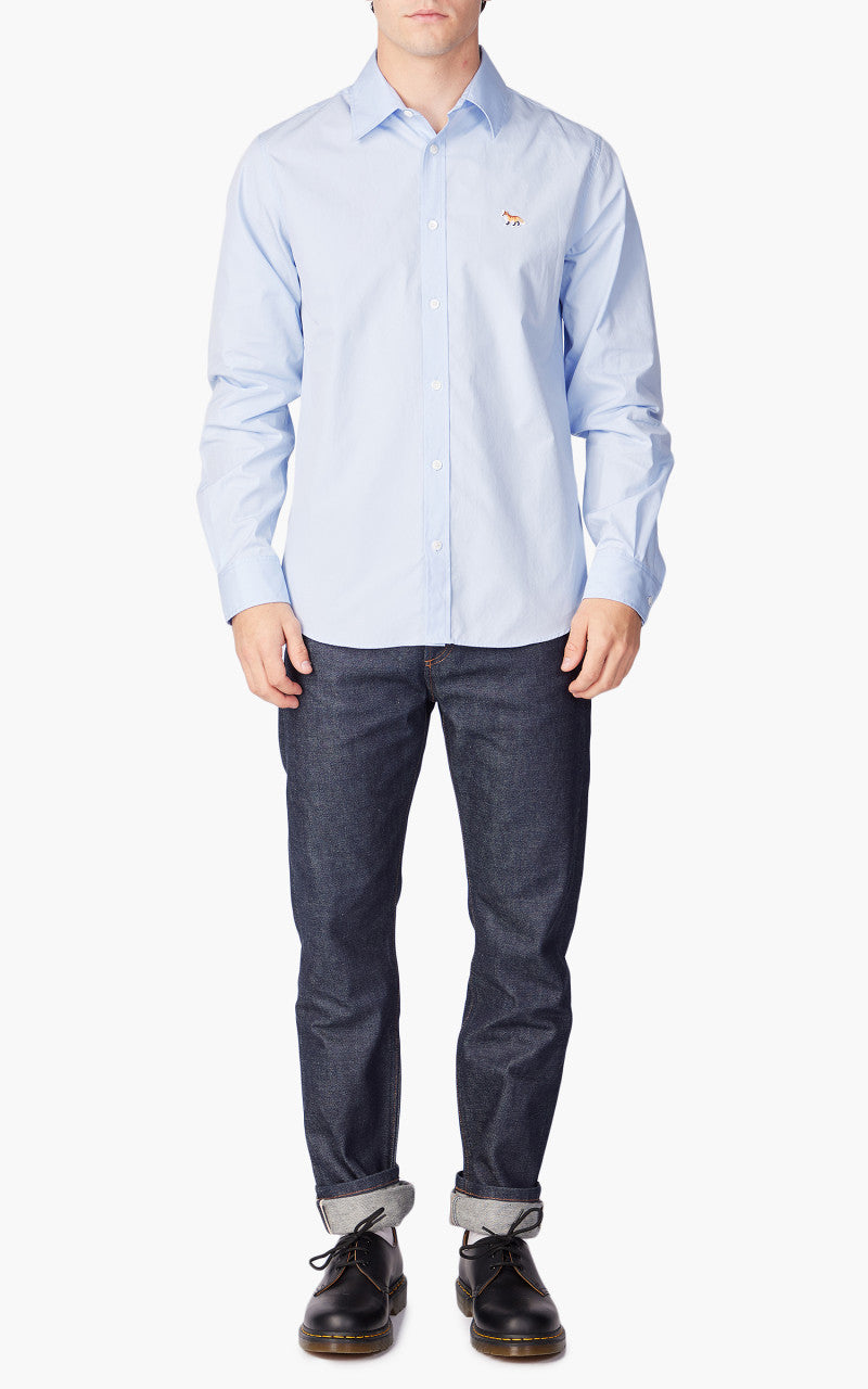 Maison Kitsuné Baby Fox Patch Classic Shirt Cotton Poplin Light Blue