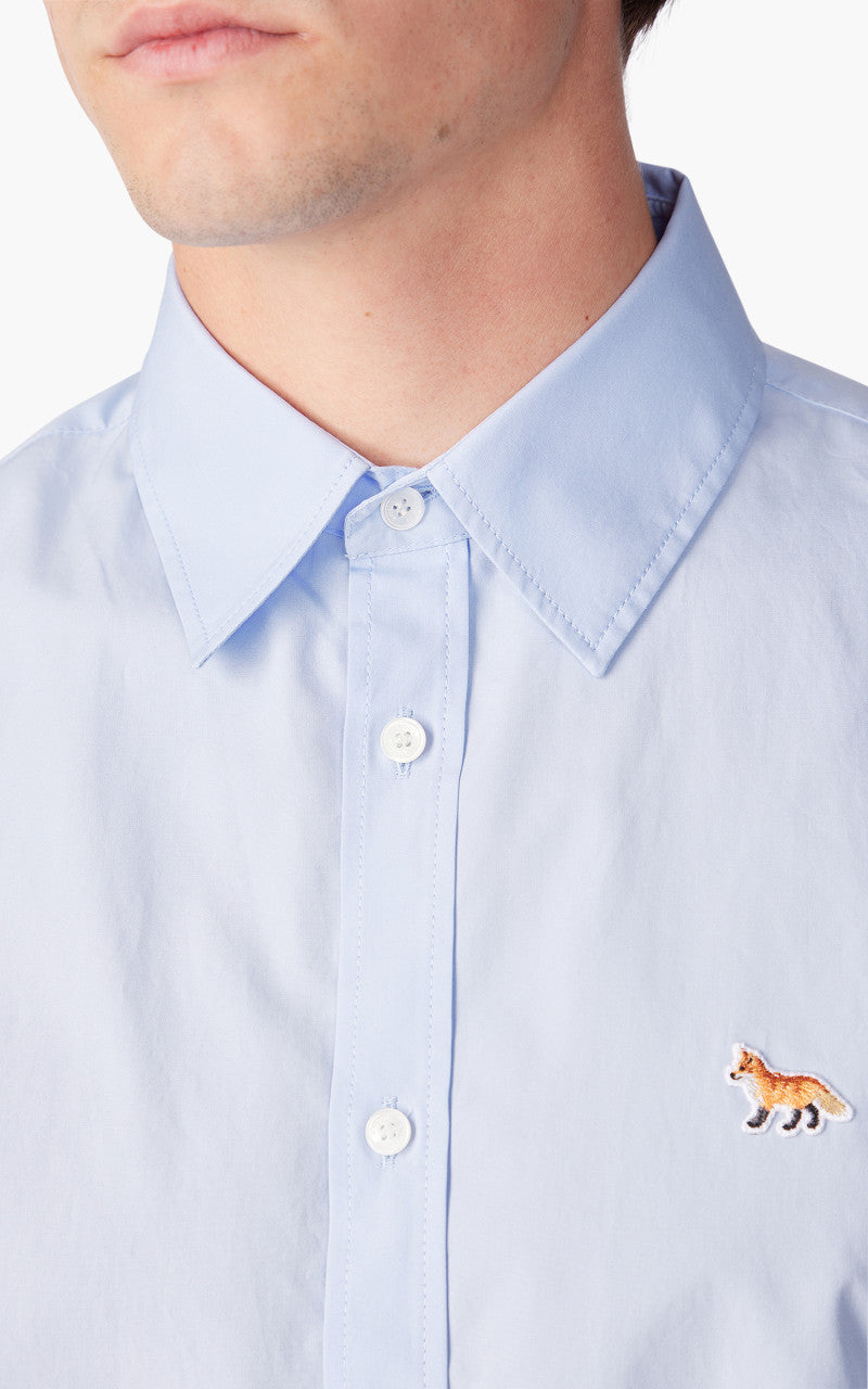Maison Kitsuné Baby Fox Patch Classic Shirt Cotton Poplin Light Blue
