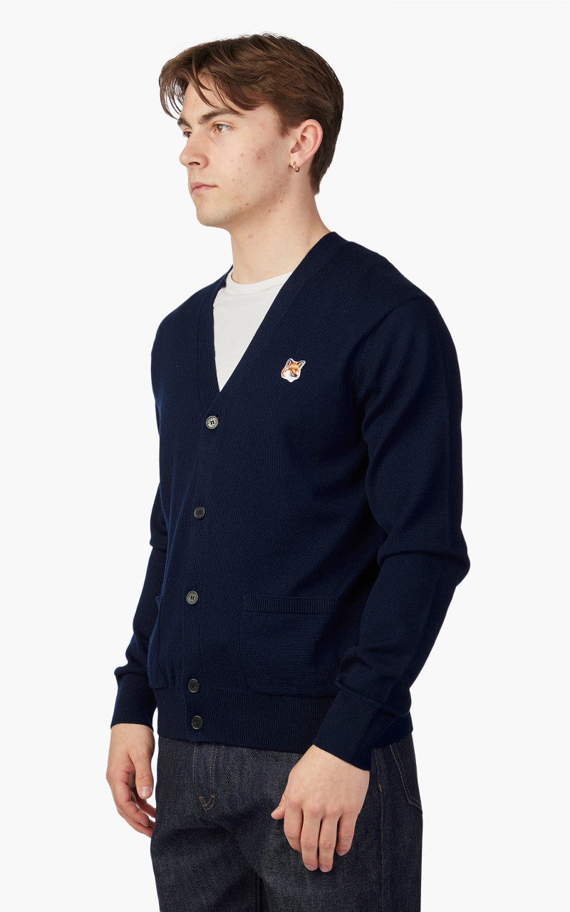 Maison Kitsuné Dressed Fox Patch Relaxed Cardigan Navy