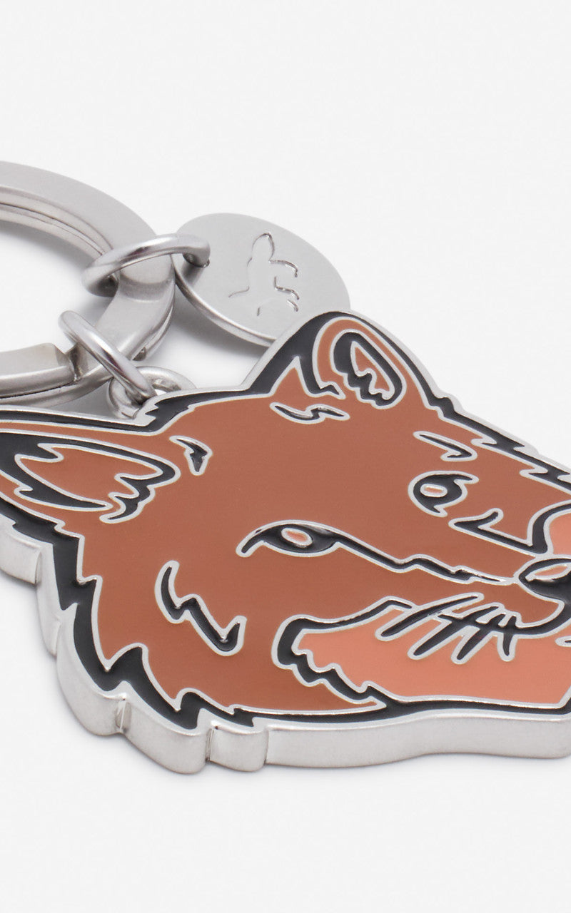 Maison Kitsuné Bold Fox Head Keyring Tobacco