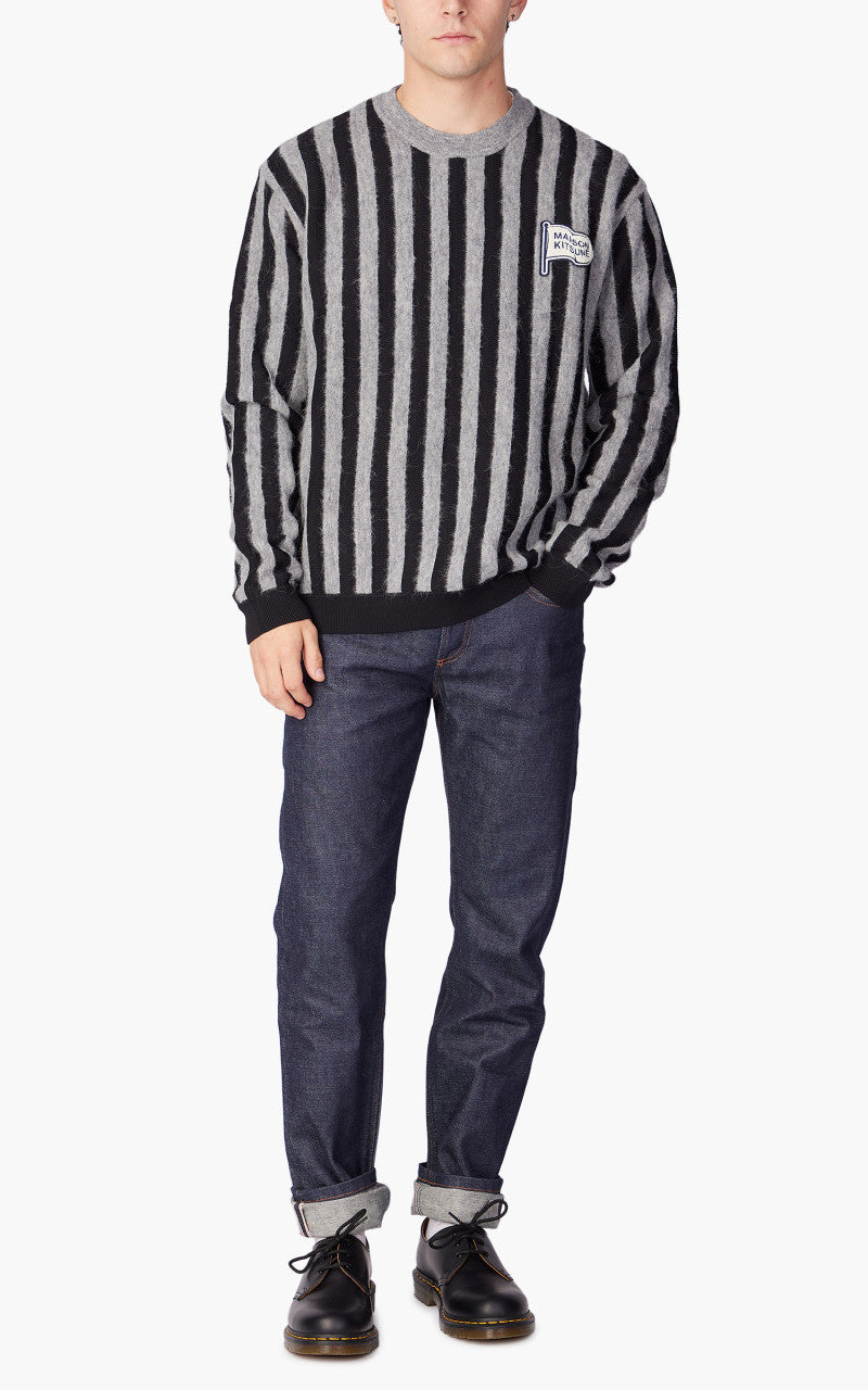 Maison Kitsuné Striped Comfort Jumper Black/Stone Stripes