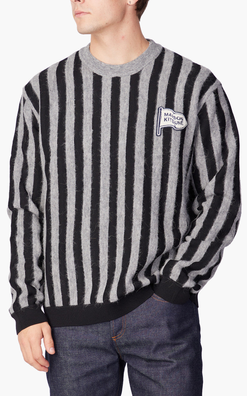 Maison Kitsuné Striped Comfort Jumper Black/Stone Stripes