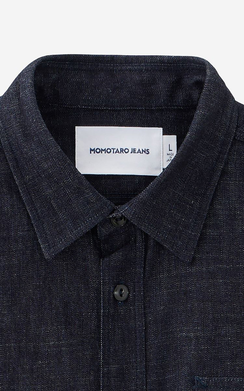 Momotaro Jeans MALS1000 Triple Stitch L/S Denim Shirt Indigo 8oz