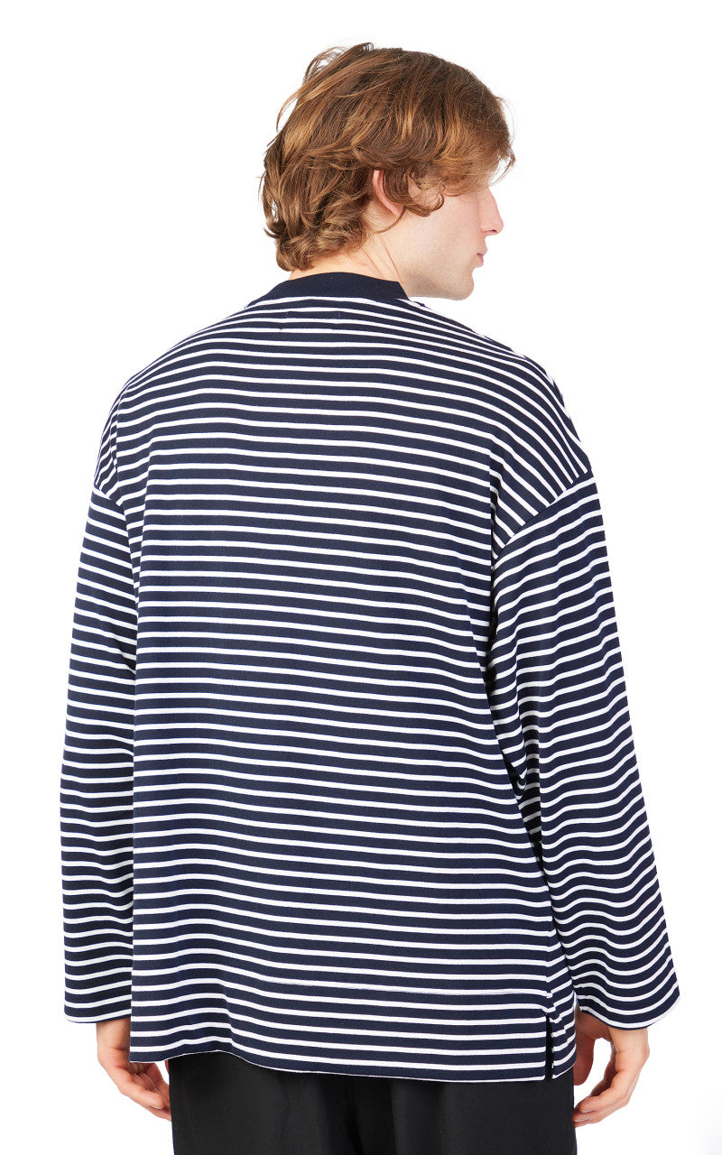 Markaware Stripe Box Tee L/S Navy/White