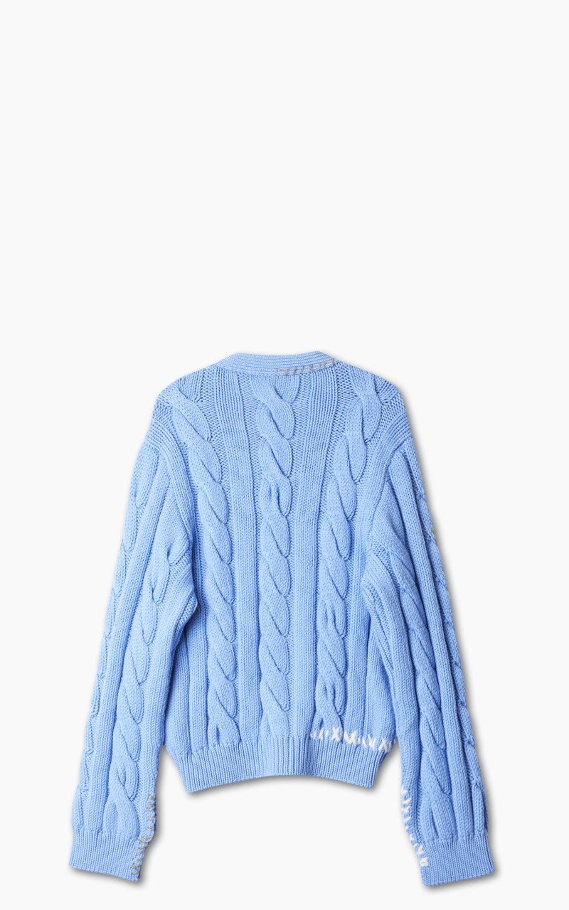 Marni Stitch-Detail Cable-Knit Cardigan Iris Blue