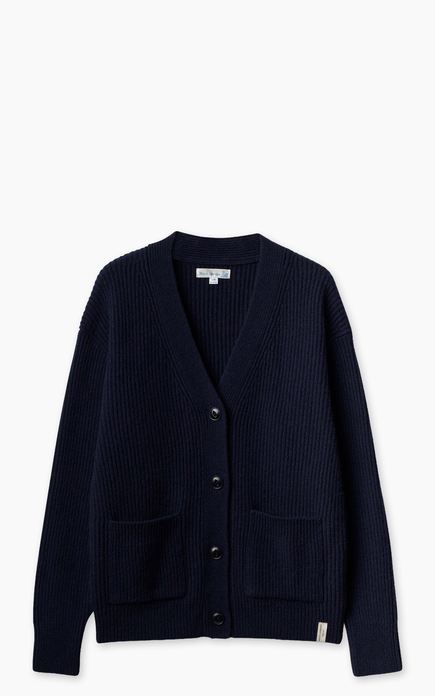 Merz b. Schwanen LOCG02 Merino Wool-Cashmere Cardigan Dark Navy