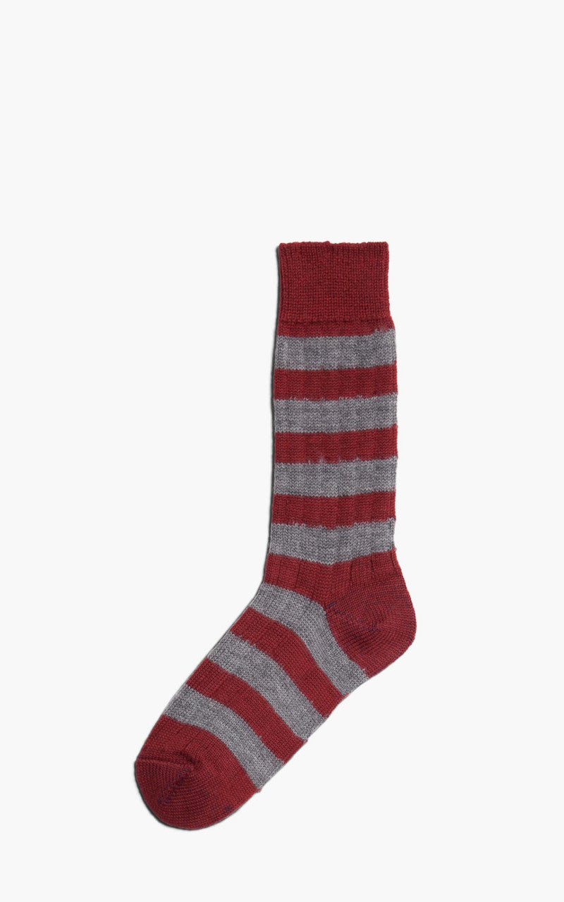 Merz b. Schwanen S76 Ringel Socks Dark Red / Grey Melange