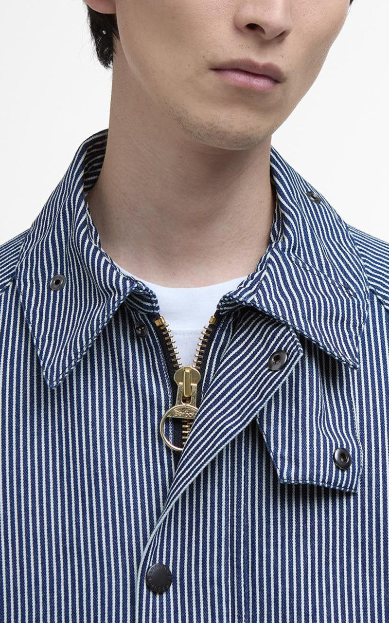 Barbour Striped Oversized Bedale Casual Jacket Indigo Stripe