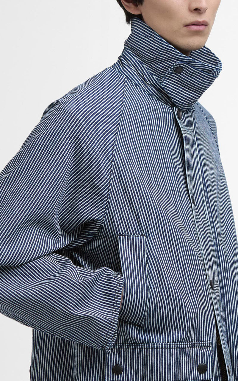 Barbour Striped Oversized Bedale Casual Jacket Indigo Stripe