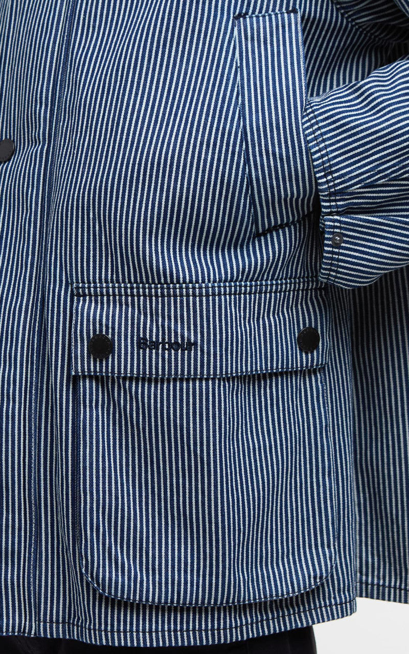 Barbour Striped Oversized Bedale Casual Jacket Indigo Stripe