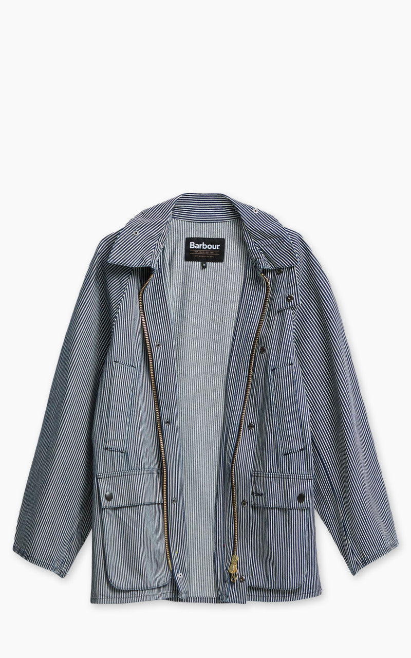 Barbour Striped Oversized Bedale Casual Jacket Indigo Stripe
