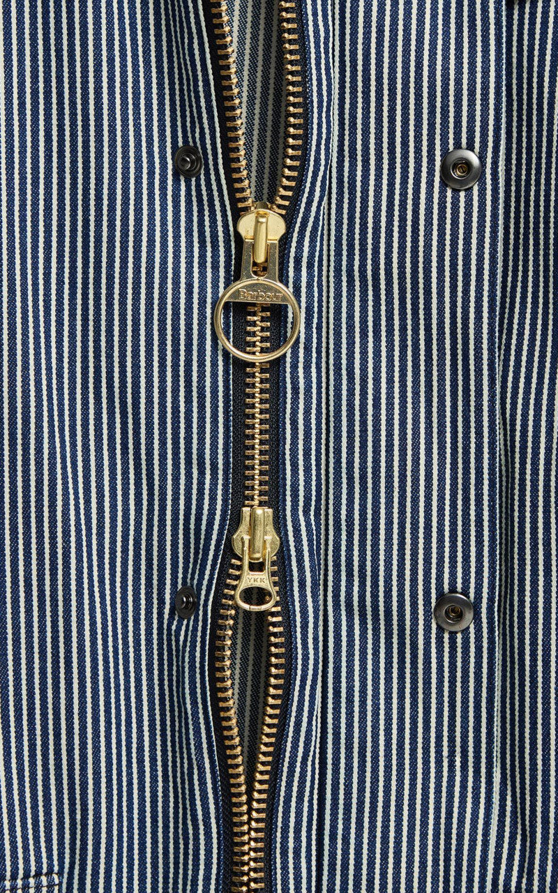 Barbour Striped Oversized Bedale Casual Jacket Indigo Stripe