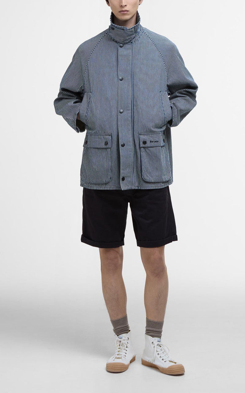 Barbour Striped Oversized Bedale Casual Jacket Indigo Stripe