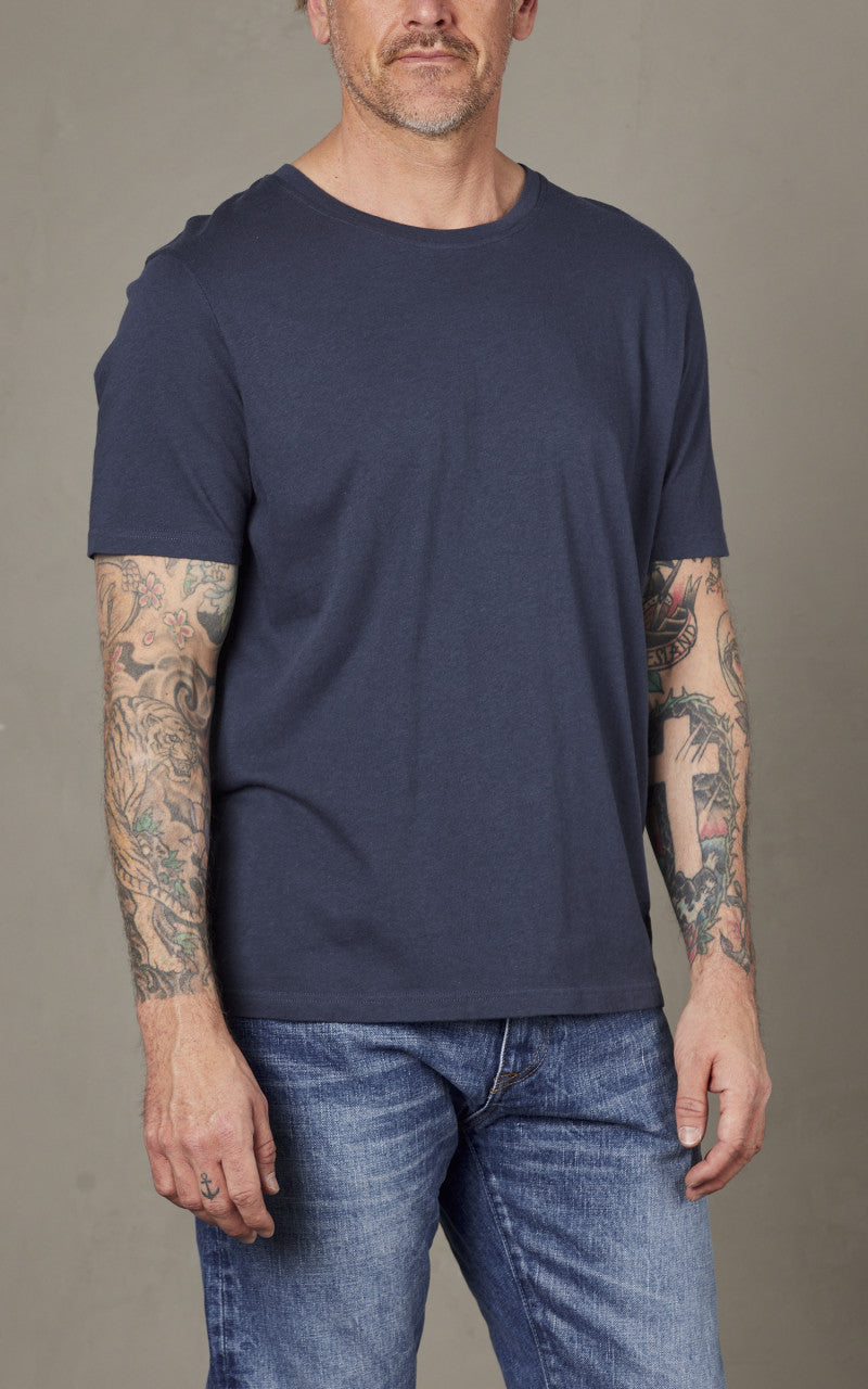 Merz b. Schwanen CT02VJ Crew Neck Tee Denim Blue