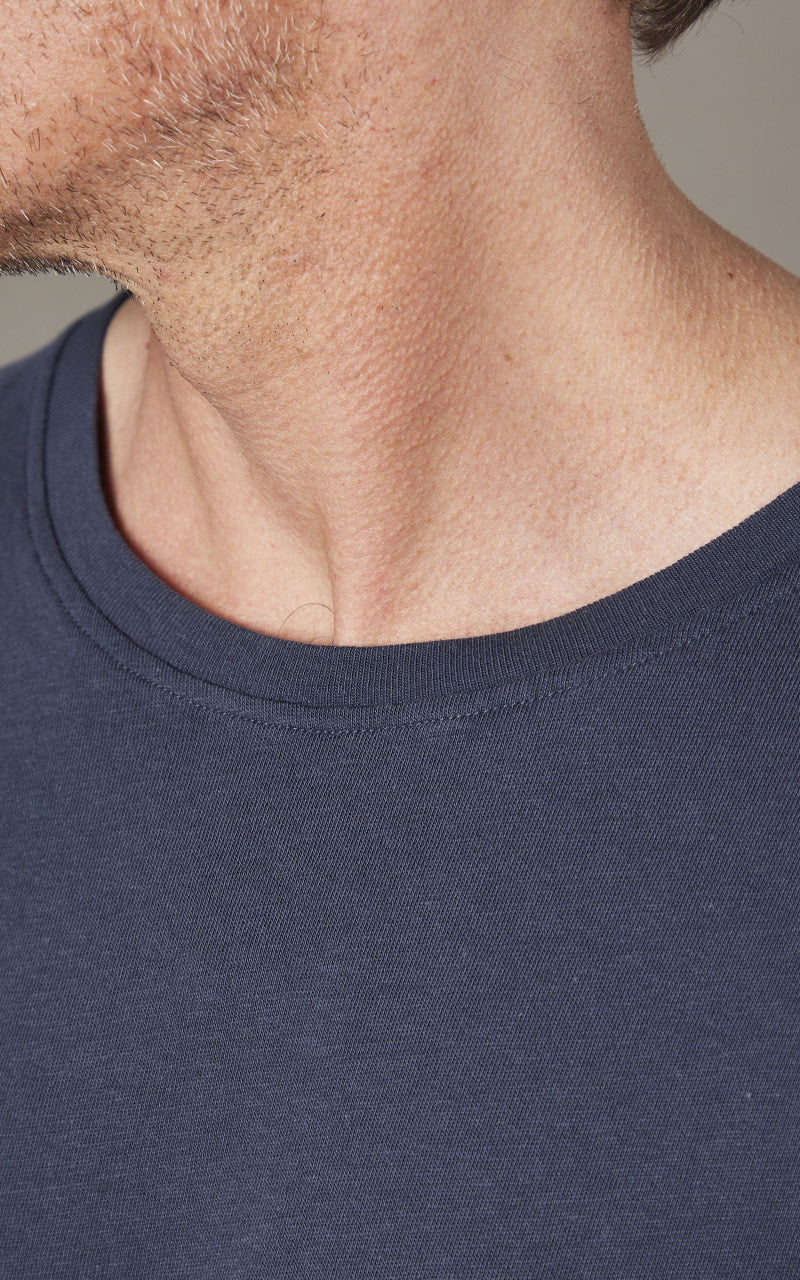 Merz b. Schwanen CT02VJ Crew Neck Tee Denim Blue