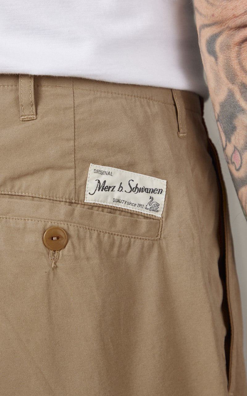 Merz b. Schwanen PANTS03 Pleated Front Pants Khaki