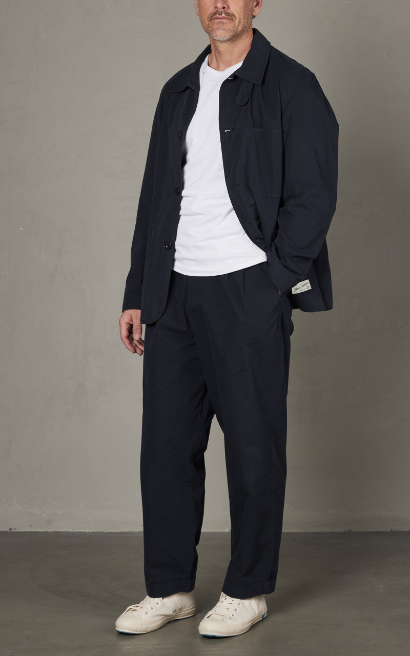 Merz b. Schwanen PANTS03 Pleated Front Pants Dark Navy