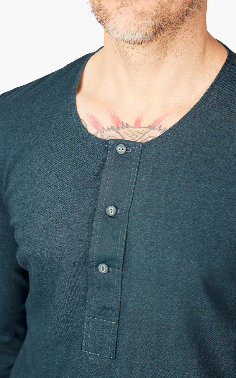 Merz b. Schwanen 102 Longsleeve Henley Mineral Blue