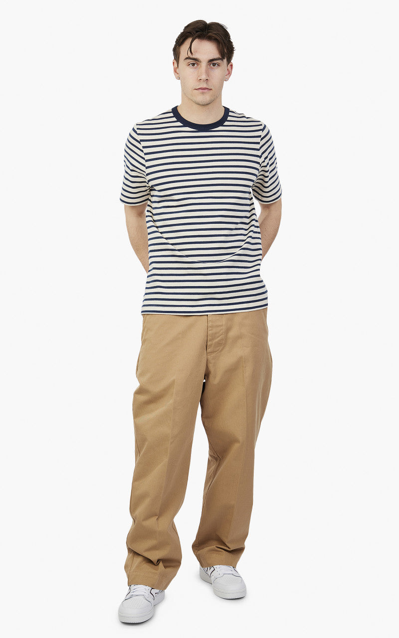 Merz b. Schwanen 2M14 Striped Crew Neck Tee Ink/Nature