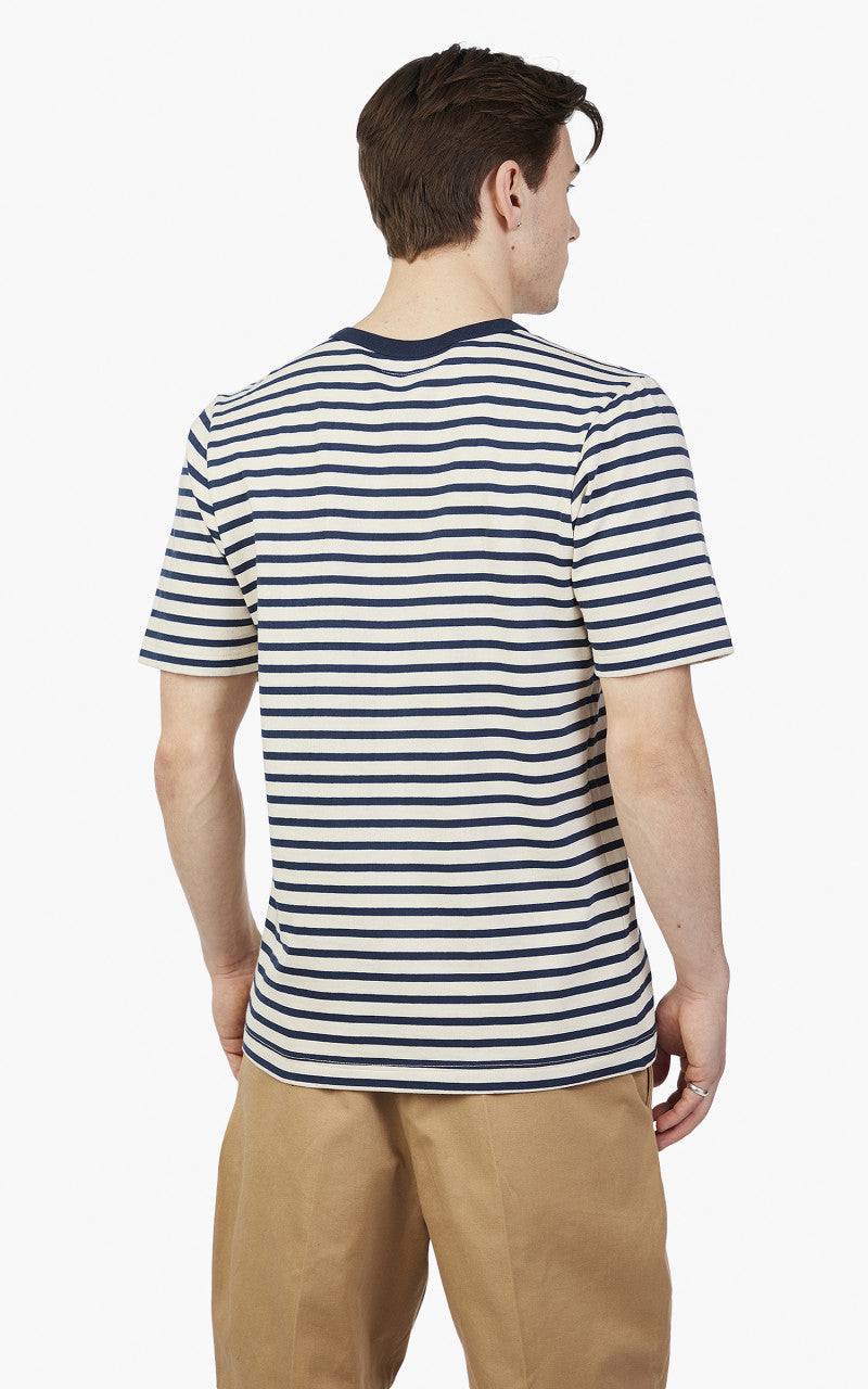 Merz b. Schwanen 2M14 Striped Crew Neck Tee Ink/Nature