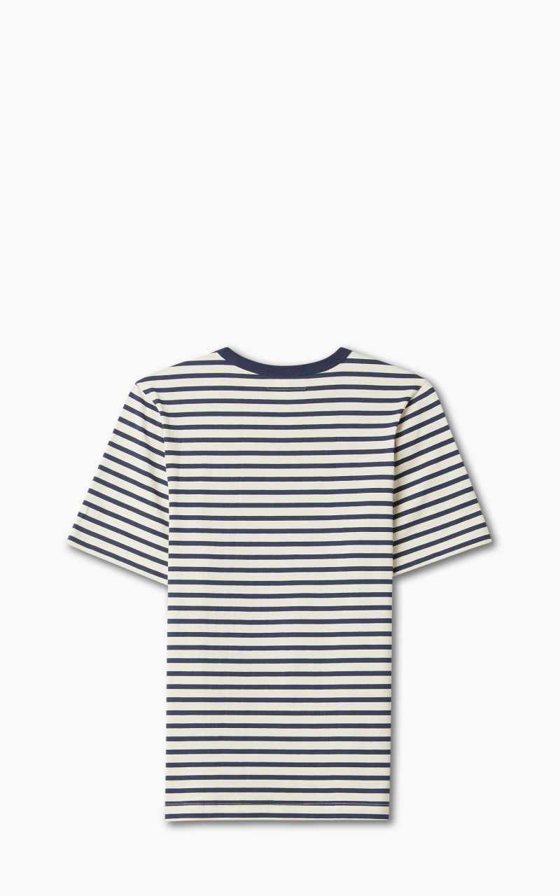 Merz b. Schwanen 2M14 Striped Crew Neck Tee Ink/Nature
