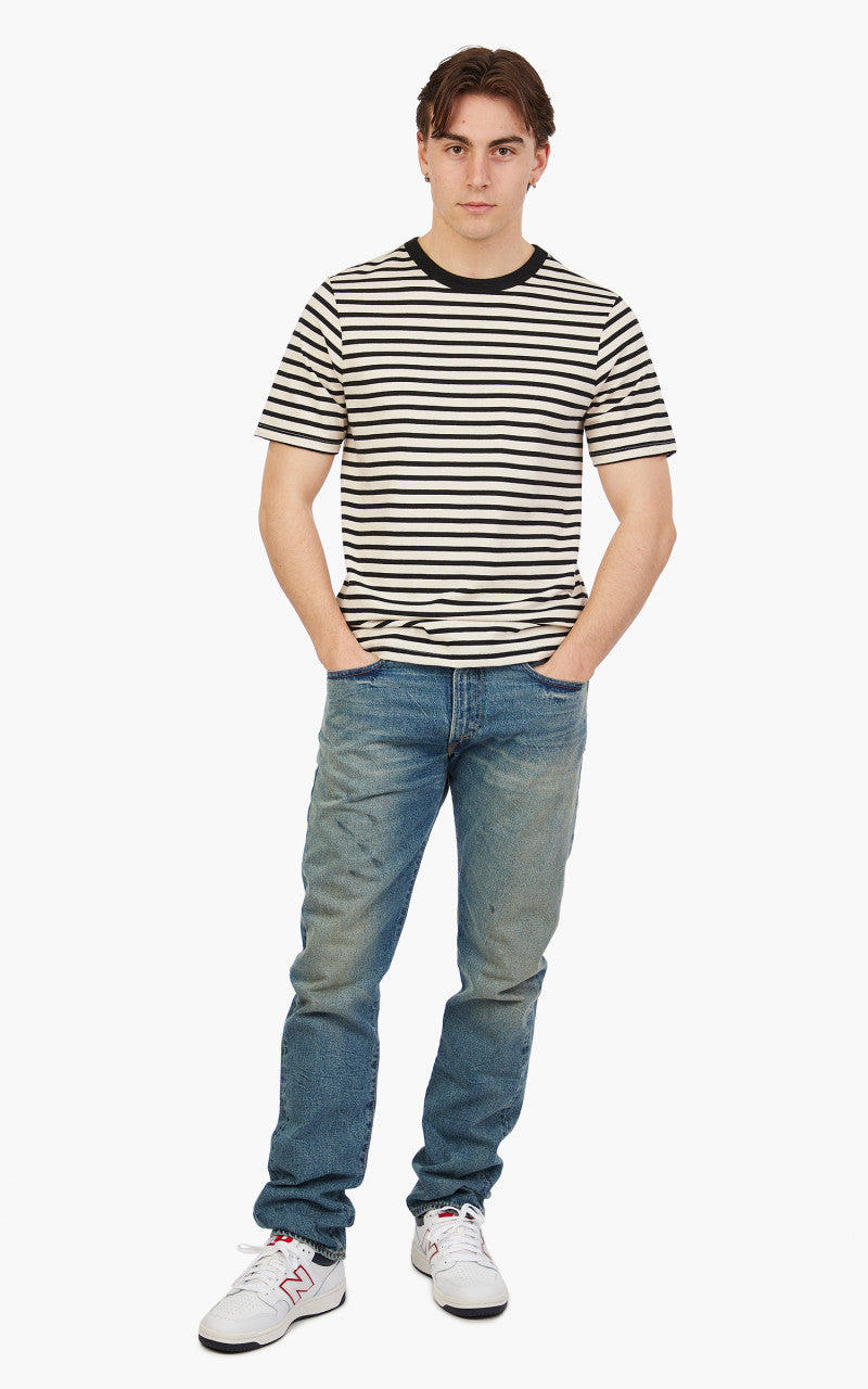 Merz b. Schwanen 2M14 Striped Crew Neck Tee Charcoal/Nature