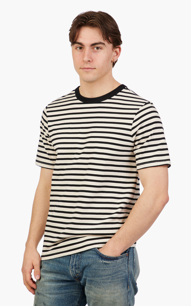 Merz b. Schwanen 2M14 Striped Crew Neck Tee Charcoal/Nature