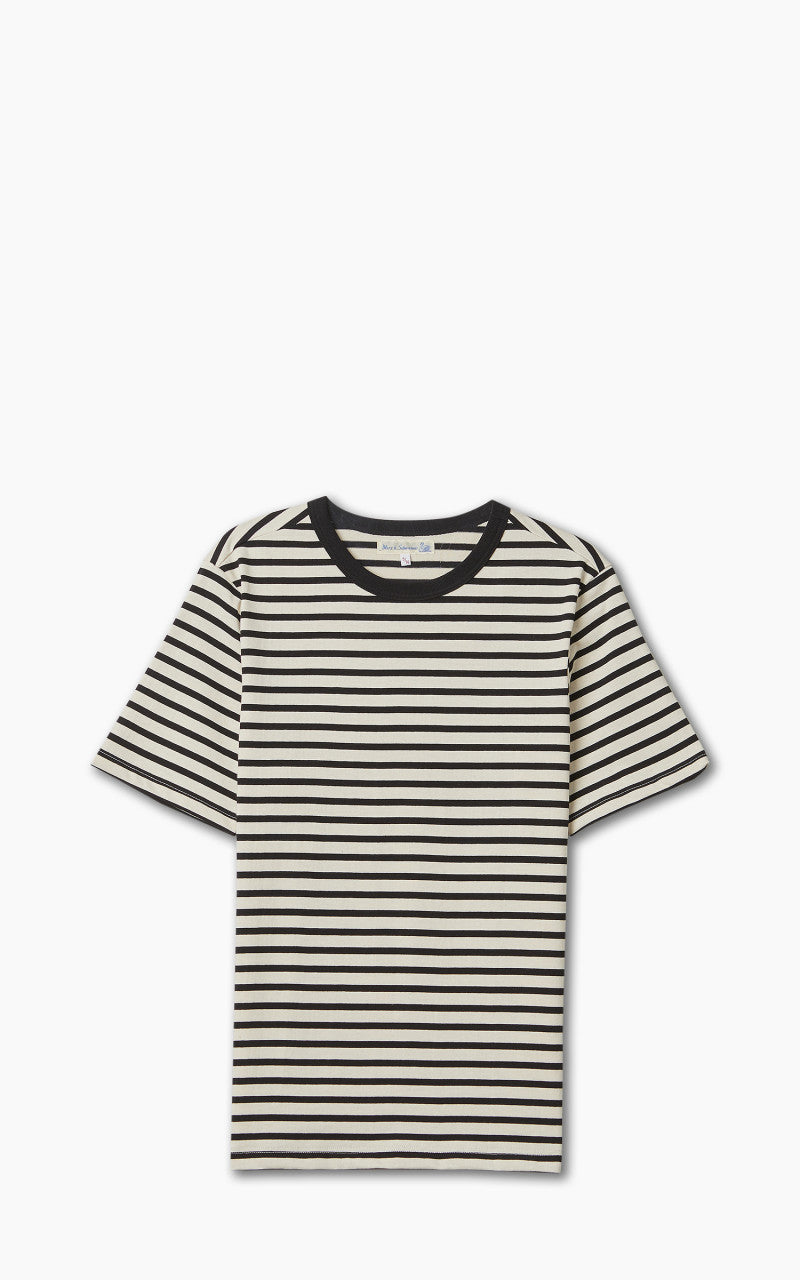 Merz b. Schwanen 2M14 Striped Crew Neck Tee Charcoal/Nature