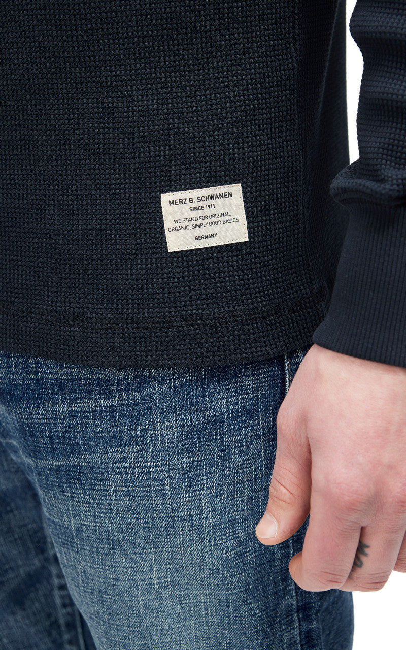 Merz b. Schwanen HENWA01 Waffle Henley Charcoal