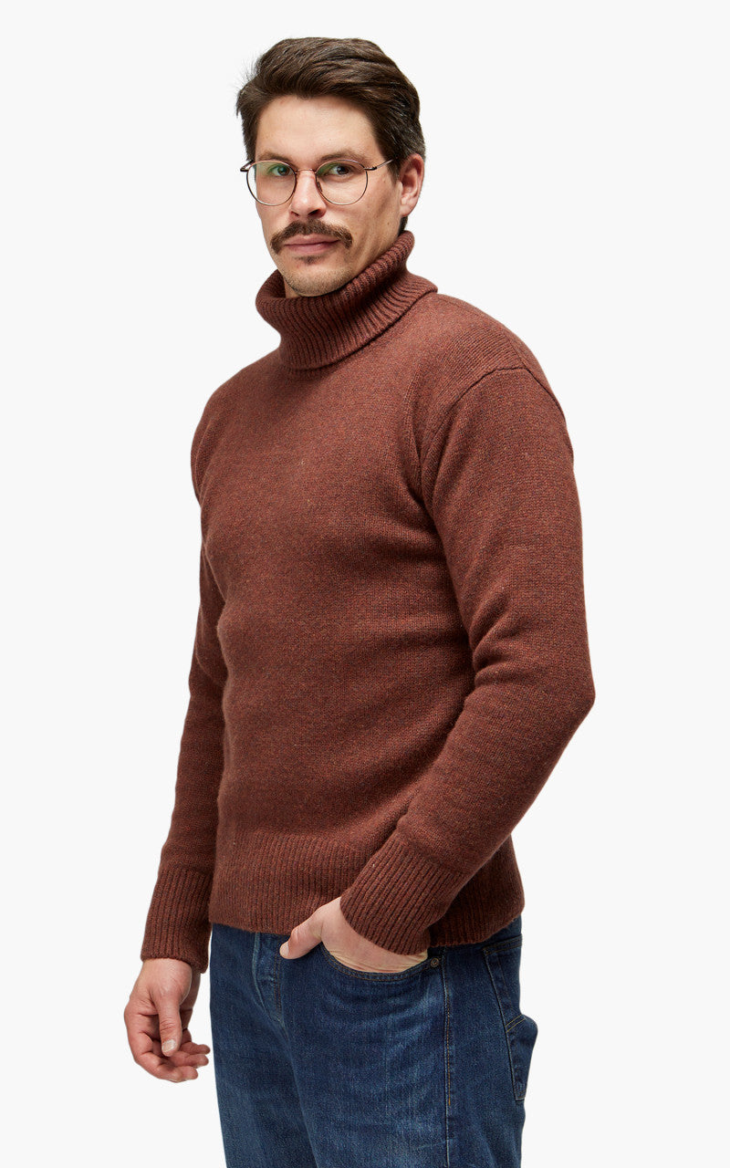 Merz b. Schwanen LOCT01 Roll Neck Pullover Chestnut