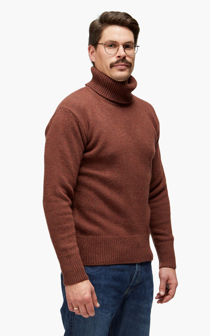 Merz b. Schwanen LOCT01 Roll Neck Pullover Chestnut