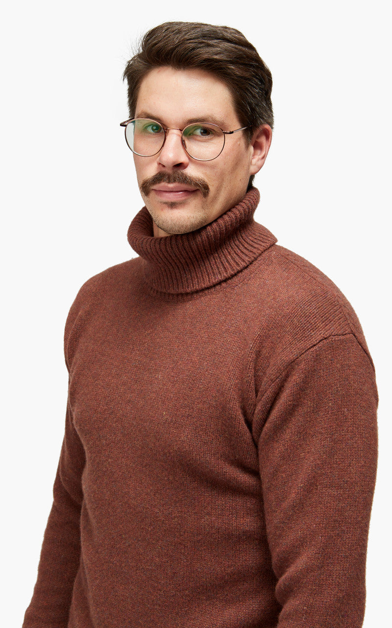 Merz b. Schwanen LOCT01 Roll Neck Pullover Chestnut
