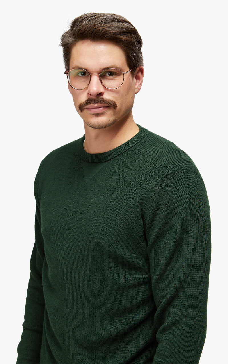 Merz b. Schwanen MWCC01 Classic Crew Merino Pullover Forest