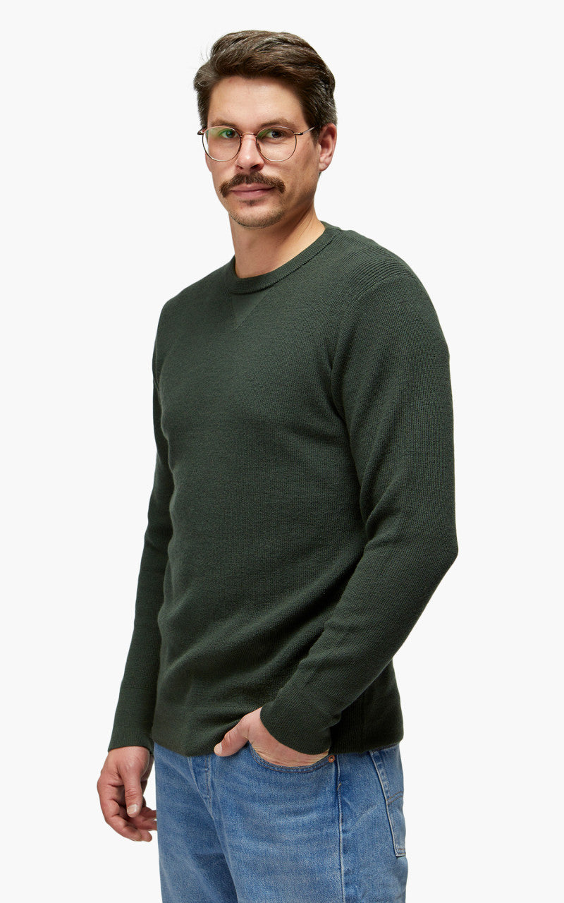 Merz b. Schwanen MWCC01 Classic Crew Merino Pullover Army