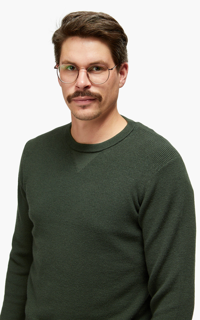 Merz b. Schwanen MWCC01 Classic Crew Merino Pullover Army