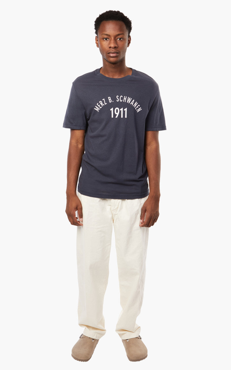 Merz b. Schwanen TRCT40 Crew Neck Print Tee Denim Blue