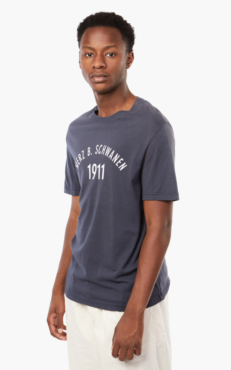Merz b. Schwanen TRCT40 Crew Neck Print Tee Denim Blue