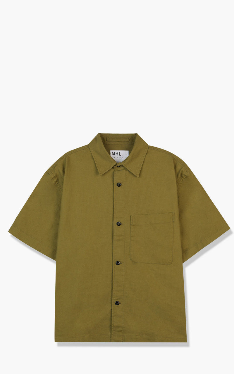 Margaret Howell MHL. S/S Worker Shirt Textured Cotton Khaki