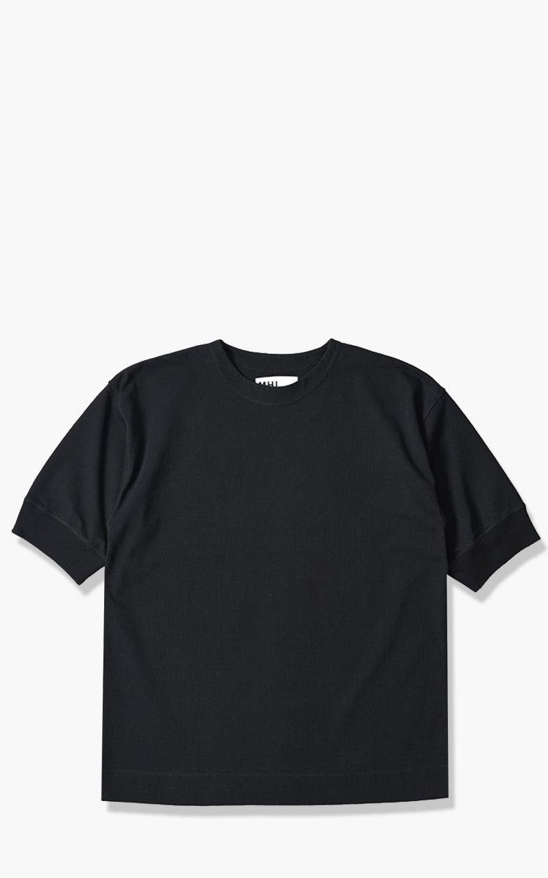 Margaret Howell MHL. S/S Thermal T-Shirt Heavy Cotton Jersey Off Black