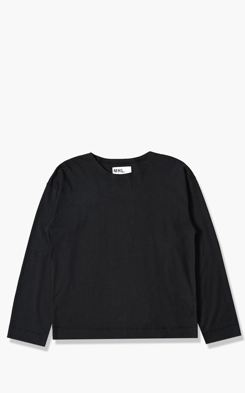 Margaret Howell MHL. Naval Crew Cotton Thermal Jersey Off Black