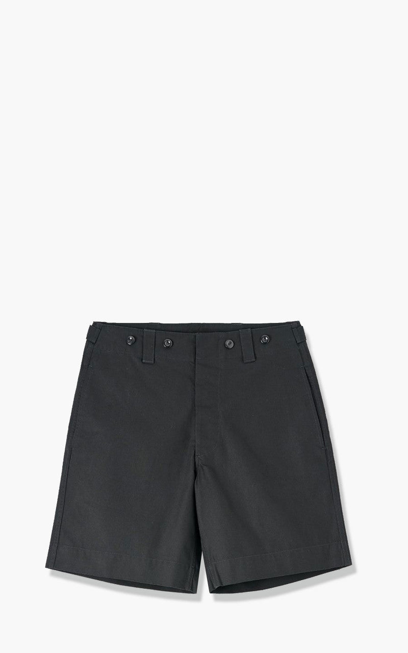 Margaret Howell MHL. Cinch Belt Shorts Recycled Cotton Gabardine Black