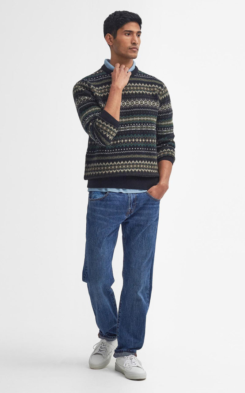 Barbour Case Fair Isle Crew Neck Sweatshirt Black