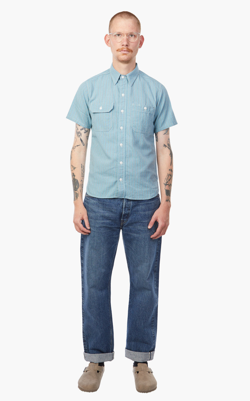 Momotaro Jeans 06-110 Multi Stripes Shirt Blue 5oz
